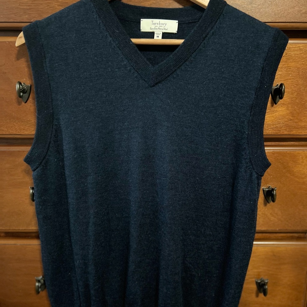 Merino wool Navy Blue Sleeveless Sweater Vest